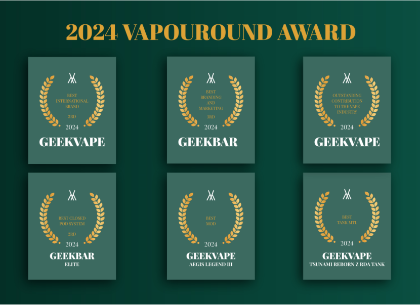 Geekvape and Geekbar Shine at Vapouround Awards 2024, Securing Six Prestigious Wins in total and Rein