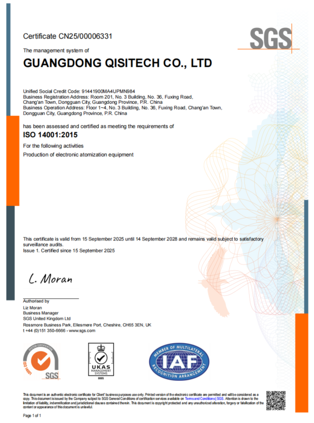 Guangdong Qisitech Achieves ISO14001 and ISO45001 Certifications, Advancing Green Manufacturing and W